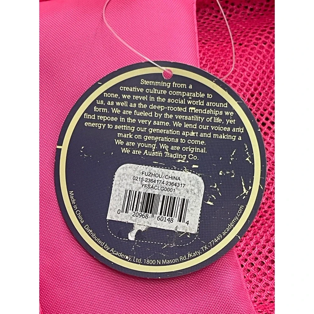 Austin Trading Co Hot Pink Mesh Backpack School Gym Bag YFSACLG0001 NWT I09